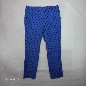 Cynthia Rowley Blue Polka Dot Pants Womens 6 Cotton Stretch Ankle Trousers
